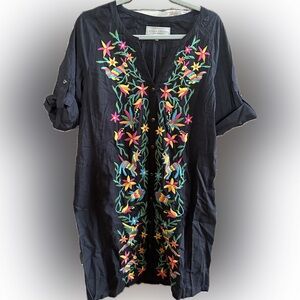 Double D Ranch Embroidered Black Dress